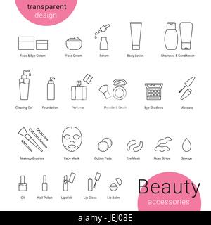 Accessoires de beauté icons set et symboles maquillage Illustration de Vecteur