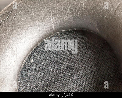 Texture noire d'un casque écouteur-macro de près Banque D'Images