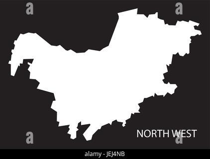 Nord-ouest de l'Afrique du Sud noir carte illustration silhouette inversée Illustration de Vecteur