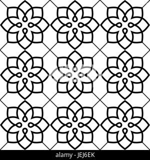 Motif géométrique, sans ornement, sol carrelé de style arabe en noir design Illustration de Vecteur