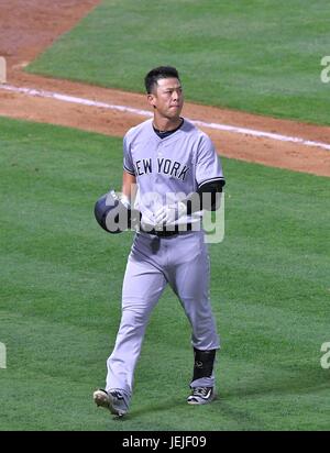 Anaheim, Californie, USA. 14 Juin, 2017. Rob Refsnyder (Yankees) MLB, Rob Refsnyder des Yankees de New York en ligue majeure de baseball pendant les match contre les Los Angeles Angels of Anaheim au Angel Stadium d'Anaheim à Anaheim, California, United States . Credit : AFLO/Alamy Live News Banque D'Images