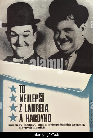 Le meilleur de Laurel et Hardy. 1968. Affiche de film tchécoslovaque d'origine à partir de 1970. La compilation de clips classique, directeur James L. Wolcot. Banque D'Images