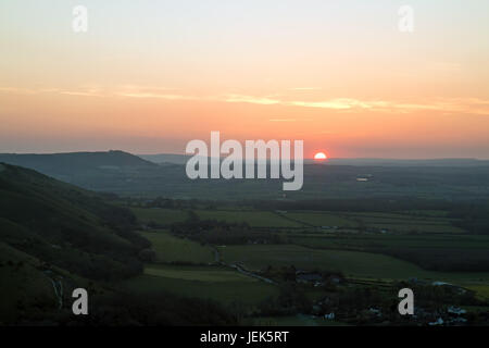 Coucher de Devil's Dyke Banque D'Images