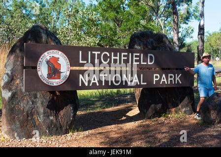 Litchfield National Park, entrée et signe. Territoire du Nord, Australie. Banque D'Images