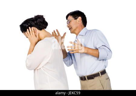 Older asian couple having an argument Banque D'Images