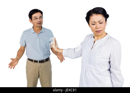 Older asian couple having an argument Banque D'Images