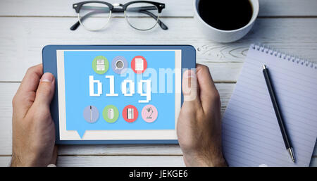 Image composite de bubble blog et photos Banque D'Images