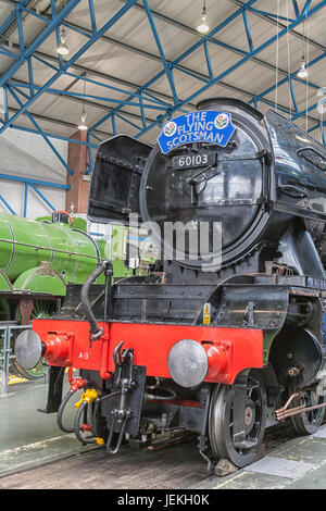 Flying Scotsman sur train à vapeur spectacle au National Railway Museum, York UK Banque D'Images