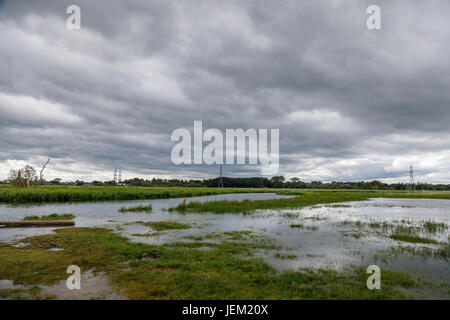 À marée sur le cours inférieur de la rivière Test dans l'estuaire de la vallée d'essai dans l'eau à Totton, Southampton Ealing et Redbridge, Southampton, Hants, UK Banque D'Images