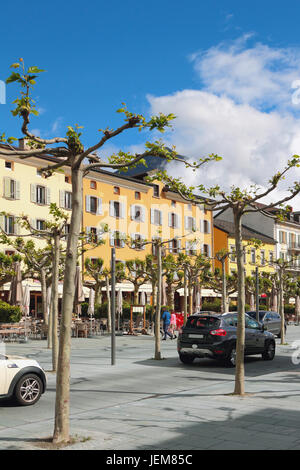 Place centrale dans la ville. Martigny, Valais, Suisse Banque D'Images