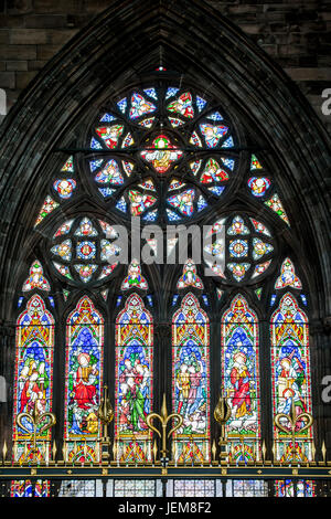 Fenêtre, St Wilfrid's Chapel, la cathédrale (l'église cathédrale de la Sainte Trinité indivise &), Carlisle, Cumbria, Angleterre, Royaume-Uni Banque D'Images