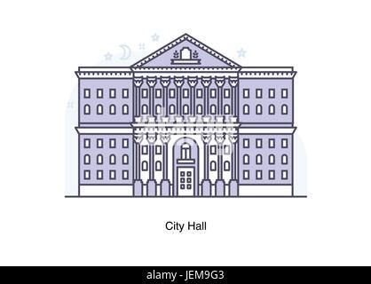 Ligne vectorielle Illustration de l'Hôtel de Ville, Moscou, Russie Illustration de Vecteur