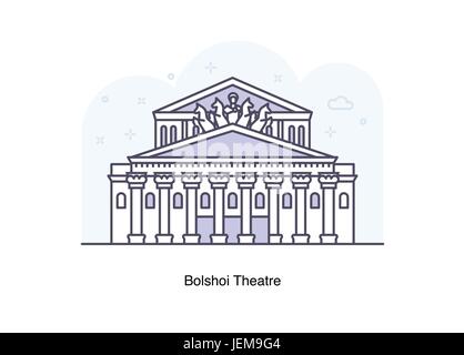 Ligne vectorielle illustration du Théâtre Bolchoï, Moscou, Russie Illustration de Vecteur