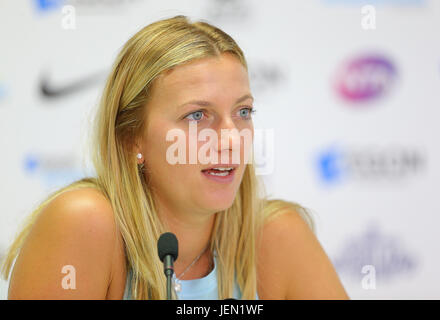 Eastbourne, Royaume-Uni. 26 Juin, 2017. Petra Kvitova de tchèque République parle dans une conférence de presse au cours de la deuxième journée de l'International Aegon Eastbourne Le 26 juin 2017, à Eastbourne, Angleterre Crédit : Paul Terry Photo/Alamy Live News Banque D'Images