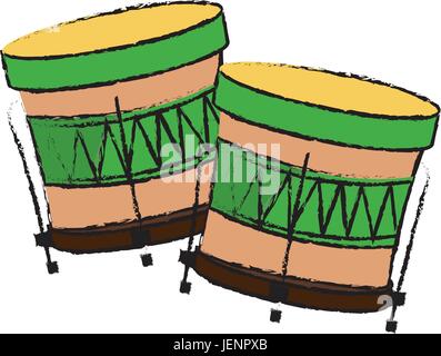 Samba Batucada brésilienne musique instrument tambour Illustration de Vecteur