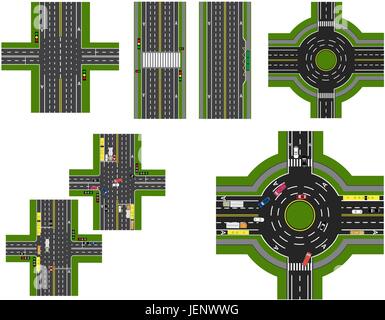 Ensemble d'abstract road junction. Carrefour des routes différentes. Rond-point, la circulation. Transports. illustration Illustration de Vecteur