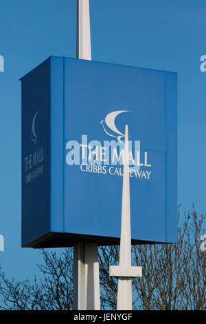 Signe pour The Mall at Cribbs Causeway, Bristol, Angleterre Banque D'Images