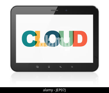 Cloud computing concept : Tablet Computer with Cloud sur l'affichage Banque D'Images