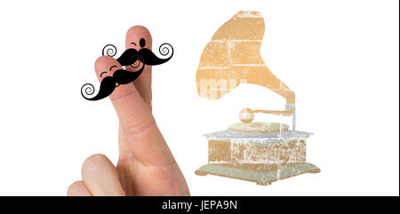 Image composite de doigts avec moustache Banque D'Images