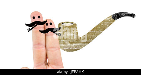 Image composite de deux doigts avec moustache Banque D'Images