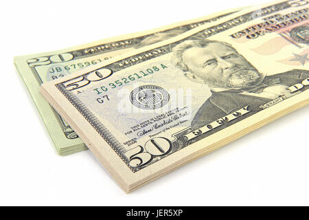 Une pile 50 et 20 dollars, ein Stapel 50 und 20 Dollarscheine Banque D'Images