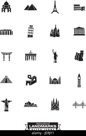 Les icônes des glyphes collection de sites internationaux Illustration de Vecteur