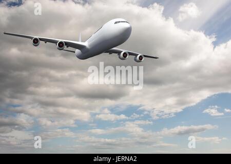 Image composite de flying airplane Banque D'Images