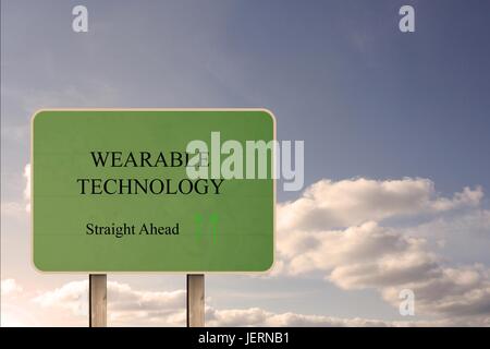 Green Street sign montrant technologie portable Banque D'Images