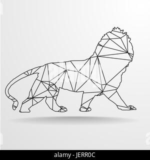 Lion Wireframe Poly Banque D'Images