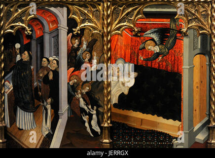 Bernat Despuig (documenté entre 1383-1451) et Jaume Cirera (actif 1418-1449/1450) . Retable de saint Michel et Saint Pierre, 1432-1433. Tail illustrant un épisode de la vie de l'archange. De style gothique. À partir de la hauteur l'autel de l'église de Sant Miquel de la Seu Urgell, en Catalogne. Musée national d'Art de Catalogne. Barcelone. La Catalogne. L'Espagne. Banque D'Images