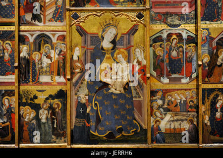 Jaume Serra (actif à Barcelone, 1358-d.1389/1395). Peintre espagnol. Retable de la Vierge, ca.1367-1381. Détail. De style gothique. Du monastère de Santa Maria de Sigena (Villanueva de Sigena, province de Huesca). Musée national d'Art de Catalogne. Barcelone. La Catalogne. L'Espagne. Banque D'Images