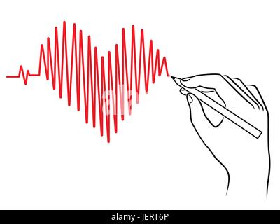 La main de l'encombrement d'un pouls, vecteur conceptuel travail croquis Illustration de Vecteur