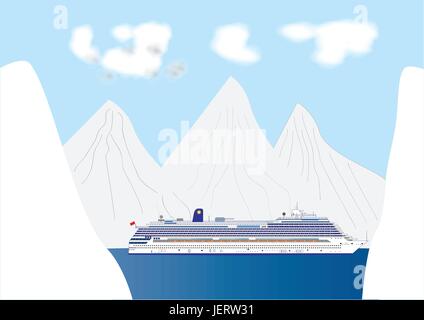 Bleu, voyage, croisière, bateau, des dépenses, de l'apparat, à la richesse, à la magnificence, Illustration de Vecteur