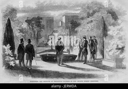 Exhumer les restes du Président Monroe dans la deuxième rue Cemetery Banque D'Images