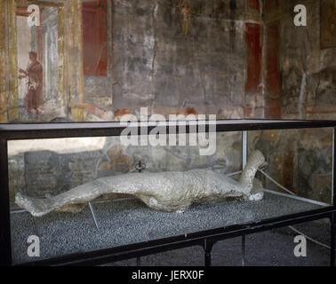 Pompéi. Ancienne ville romaine. Moulages de plâtre de corps des victimes. La Campanie. L'Italie. Banque D'Images