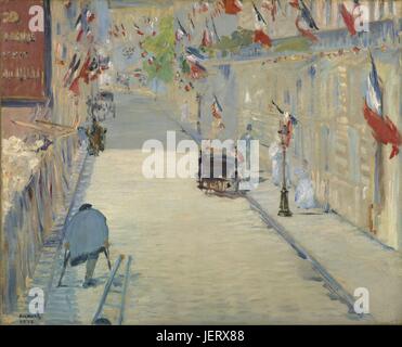 École Française Edouard Manet La Rue Mosnier aux drapeaux La Rue Mosnier aux drapeaux 1878 Huile sur toile (65,4 x 80 cm) Los Angeles, J. Paul Getty Museum Edouard Manet (1832-1883) Banque D'Images