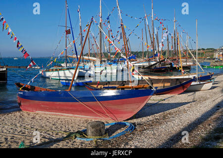 Les bateaux traditionnels à Cancale, port de la Houle, festival maritime : 'La Cancalaise à 30 ans' (Cancale, Ille et Vilaine, Bretagne, France). Banque D'Images