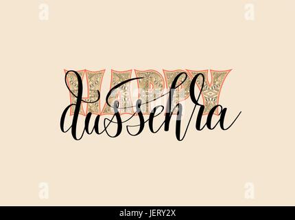 Happy dussehra lettrage main typographie Illustration de Vecteur