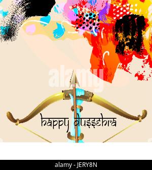 Happy dussehra carte de souhaits avec krishna bow Illustration de Vecteur