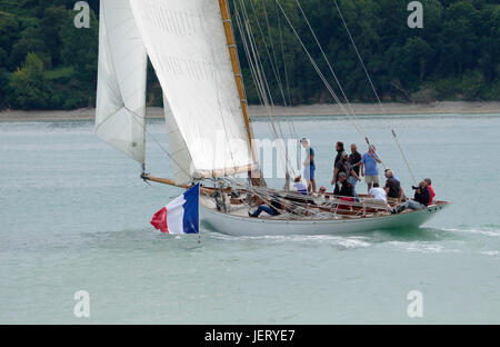 Nan de Fife : classic bateau à voile avec un cutter rig aurique, conçu et construit par William Fife dans 18 (Cancale, France). Banque D'Images