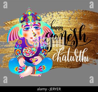 Happy Ganesh Chaturthi festival indien poster design Illustration de Vecteur