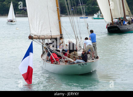 Nan de Fife : classic bateau à voile avec un cutter rig aurique, conçu et construit par William Fife dans 18 (Cancale, France). Banque D'Images