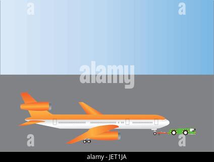 Passager, compagnie aérienne, tracteur, avion de ligne, avion, avion, avion, avion, Illustration de Vecteur