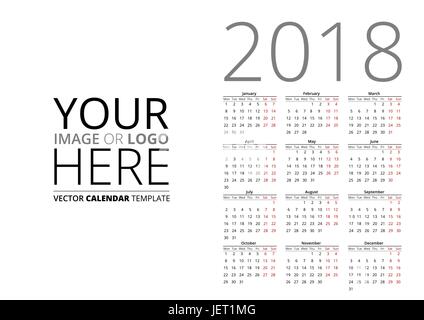 Vector 2018 Calendrier Illustration de Vecteur