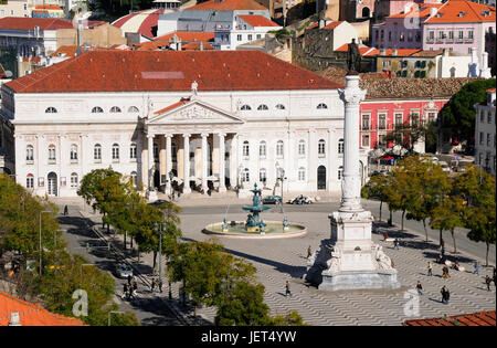 Le Rossio, la place principale de Lisbonne. Portugal Banque D'Images