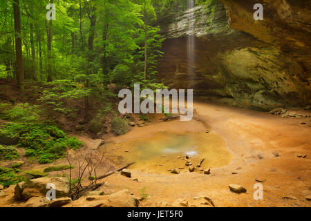 L'Ash Cave et cascade de parc d'État de Hocking Hills, Ohio, USA. Banque D'Images