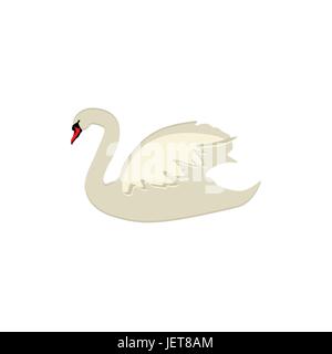 Vector illustration white bird swan icône, logo, signe ou symbole isolé sur fond blanc. Illustration de Vecteur