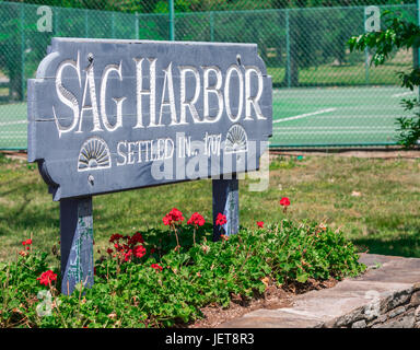 Panneau de bienvenue à Sag Harbor ny Banque D'Images