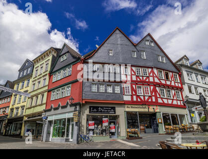 Les bâtiments historiques à Eisenmarkt dans la pittoresque vieille ville de Wetzlar, Hesse, Allemagne Banque D'Images