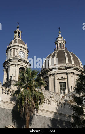 L'Italie, la Sicile, Catane, Vieille Ville, Cathédrale Tu S.Agata, détail, le sud de l'Europe, de l'église, la cathédrale, de la structure, de dômes, de l'architecture, le lieu de destination, d'intérêt, tourisme, Banque D'Images